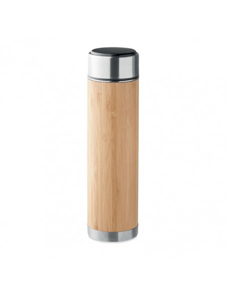 Thermosflessen met bamboe behuizing, thee-infuser en touch-thermometer 480 ml